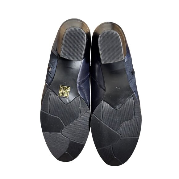 Regarde Le Ciel Navy Leather & Suede Ankle Boots W/ Zipper Closure & Block Heel - Picture 6 of 8